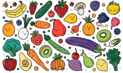 Poster - vegetable and fruits photo or illustrator on white background