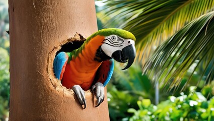 Wall Mural - parrot on a branch