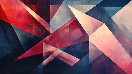 Poster - A dynamic geometric composition featuring overlapping shapes and colors, creating a sense of depth.