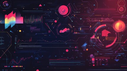 Poster - A dynamic geometric infographic displaying statistics and data in a visually engaging manner.