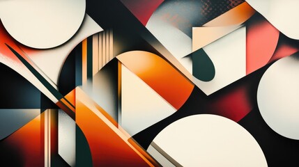 Poster - A dynamic geometric composition featuring overlapping shapes and colors, creating a sense of depth.