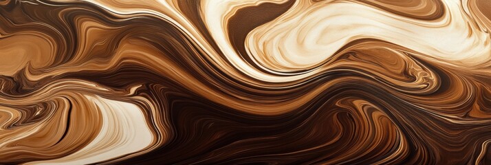 Sticker - The rich hues of coffee blend seamlessly with cream, forming a stunning marbled abstract pattern full of movement. Generative AI