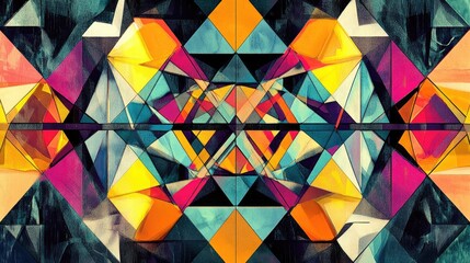 Poster - a stunning abstract geometric pattern with vibrant colors and shapes, creating a modern and dynamic 