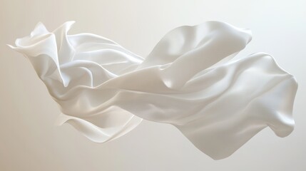 Sticker - A 3D rendering of an elegant cloth design element, featuring an isolated piece of blowing fabric banner.