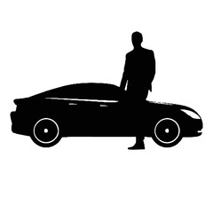 Stylized Driver Silhouette Vector for Creative Automotive Graphics