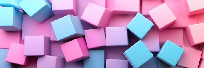 Poster - Abstract background with pastel color blocks in the form of cubes