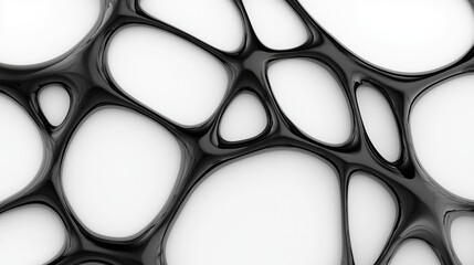 An intricate organic pattern with black outlines and white spaces, creating an abstract structural design.
