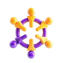 Poster - A 3D render featuring colorful, stylized human figures in a circular arrangement, symbolizing unity and collaboration in a playful design.
