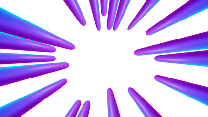 Wall Mural - 3D Fluid Blue Rays Zoom in Motion Effect, Purple Smooth Light Gradient Isolated on White Background, Vector Illustration