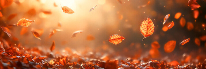 Wall Mural - autumn leaves falling to the ground