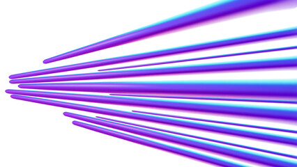 Wall Mural - 3D Fluid Blue Rays Zoom in Motion Effect, Purple Smooth Light Gradient Isolated on White Background, Vector Illustration