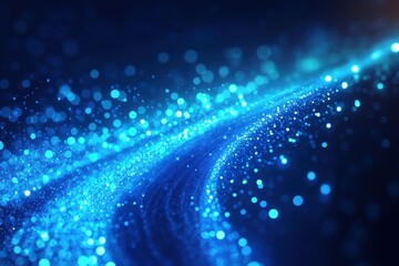 Wall Mural - Abstract blue digital background with glowing dots and lines illustration of motion blur effect on a dark blue background Generative AI
