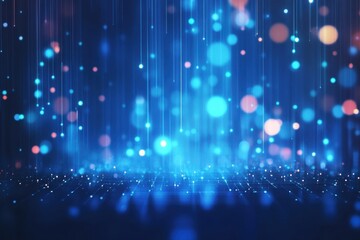 Wall Mural - Abstract blue blurred background with glowing dots and lines, a technology or digital data concept Generative AI
