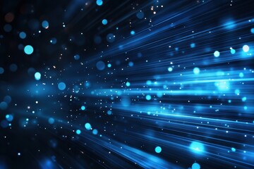 Wall Mural - Abstract blue background with blurred lines and dots, glowing effect  Digital technology concept, web design, digital marketing banner template Generative AI
