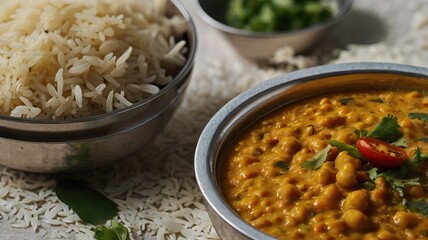 Free Photo Creamy kadhi pakora takes center stage in this delectable image. The golden yellow kadhi is rich and smooth new 