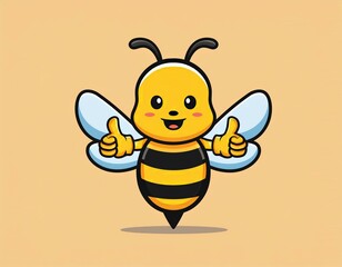 Wall Mural - cute bee mascot with thumbs up logo