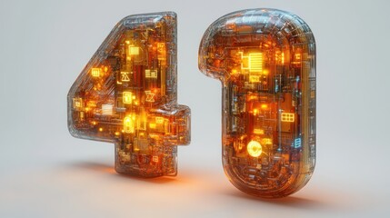 Poster - Digital representation of the number 41 with glowing circuitry.