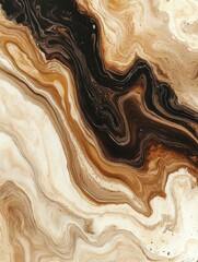 Wall Mural - Swirls of coffee and cream blend together, forming a rich marbled pattern in warm hues, perfect for a cozy morning vibe. Generative AI