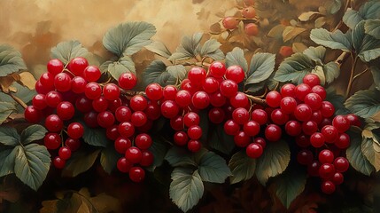 Canvas Print - Red Currants on a Branch: A Still Life Painting