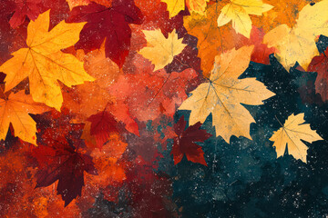 Wall Mural - autumn maple leaves as illustration