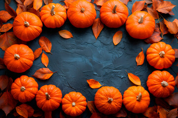 An illustration for the autumn festival. Pumpkin in different angles, whole ripe pumpkin, sliced pumpkin, pieces. An orange beauty in leaves.