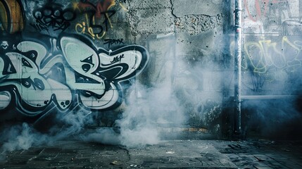 Wall Mural - Simple_and_atmospheric_cloud_and_mist_graffiti_back