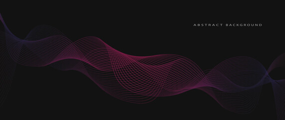 Wall Mural - abstract glowing wave lines on dark background. futuristic technology concept. modern flowing wavy l