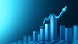 © Rabil - A purple background shows a 3D bar chart with an arrow pointing upwards. This represents growth and financial success, like a strong economy.