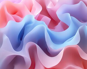 Poster - An abstract composition showcasing layered, flowing fabric in soft pink, blue, and lavender hues, creating a dreamy and serene visual effect.