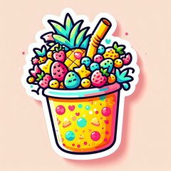 Sticker - Colorful fruits Tea Bliss