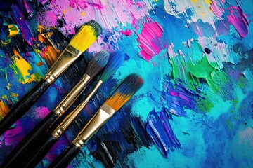 Poster - bright splashes of paint and artistic brushstrokes fill the canvas, evoking inspiration and creativi