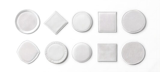white embroidered patch mockup, different types