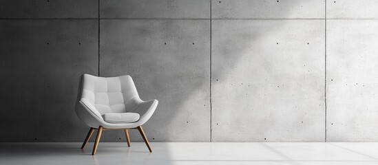 Wall Mural - Minimalist Interior Design with Concrete Wall and Comfortable Chair