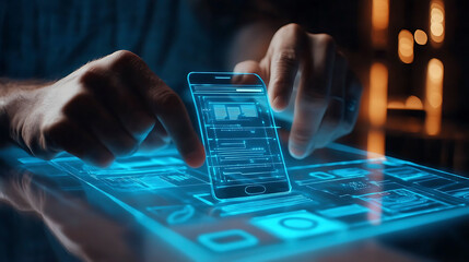Graphic Designer Crafting a Unique Mobile App Layout