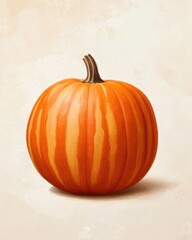 Canvas Print - Decorative Pumpkin with Soft Shadow and Striped Design