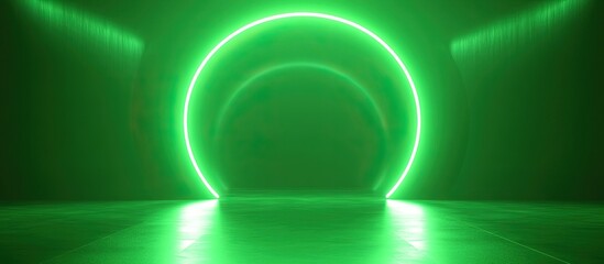 Wall Mural - Green Neon Circle Light