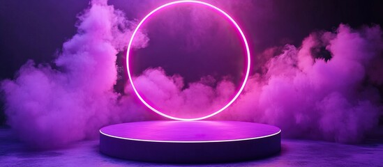 Wall Mural - Neon Circle and Smoke