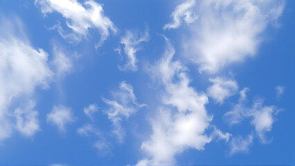 Wall Mural - Light white clouds scattered in a blue summer sky, Generative AI