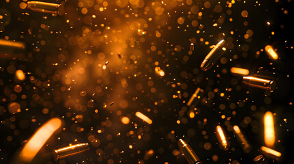 Poster - A realistic 8k gold bullets falling from the sky 