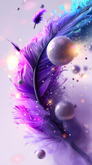 Poster - Purple feather made out of galaxies