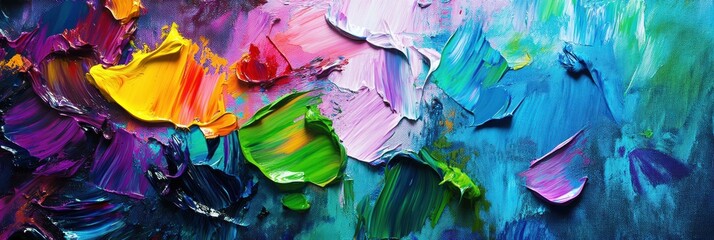 Aufkleber - Bright splashes of color decorate a painter's palette while paintbrushes create abstract strokes on a blank canvas. Generative AI
