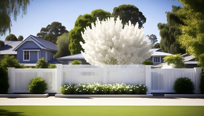 Wall Mural - Sleek Modern Composite Fence Enclosing Contemporary Home