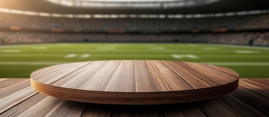 Wooden Tabletop With Stadium in Background