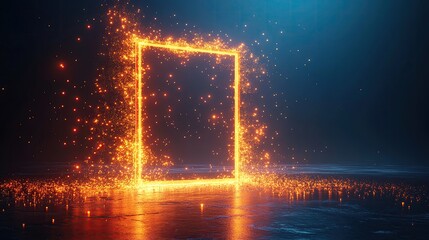 Poster - A glowing frame made of sparks and light, creating an ethereal visual effect against a dark background.