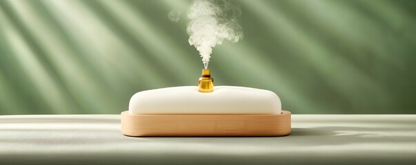 Sticker - Essential Oil Diffuser with Smoke on a Green Background.