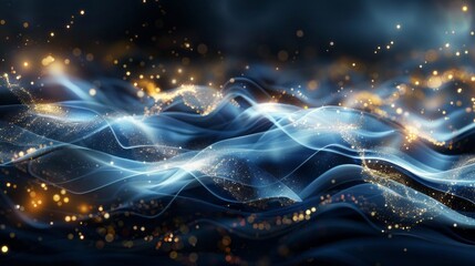 Aufkleber - The image is a beautiful and mesmerizing display of blue and gold waves
