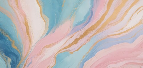 Poster - a vibrant abstract pattern with swirling lines and splashes of color, including shades of blue, pink, and gold