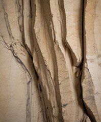 Fototapete - a close-up view textured, beige-colored rock formation with a pattern of cracks and crevices