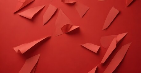 Poster - Abstract composition of overlapping red paper shapes on a red background