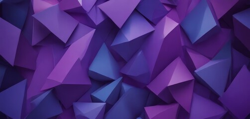 Poster - a geometric pattern composed of numerous triangular shapes in various shades of purple, creating a visually striking and abstract composition